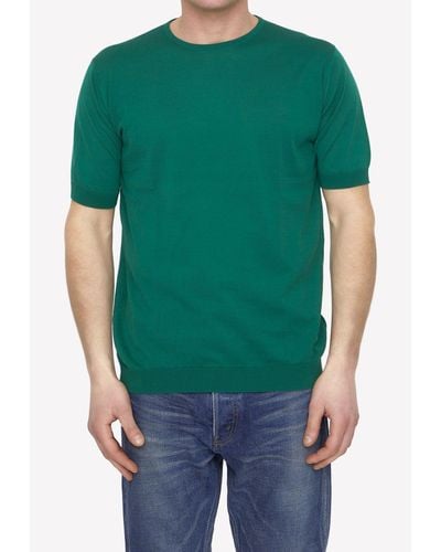 John Smedley Short-Sleeved Knitted T-Shirt - Green