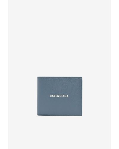 Balenciaga Logo-Printed Bi-Fold Wallet - Blue