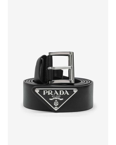 Prada Logo Leather Belt - Black