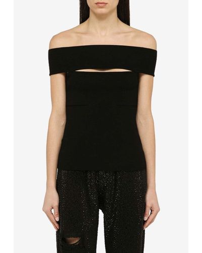 FEDERICA TOSI Off-Shoulder Cut-Out Top - Black