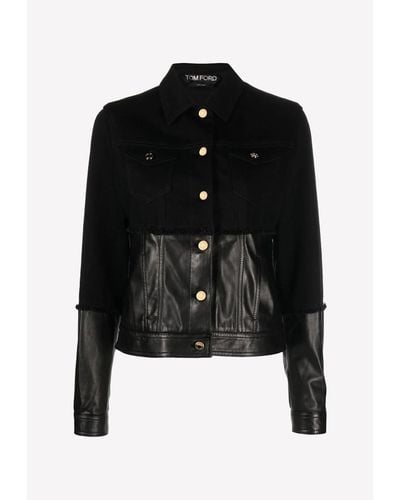 Tom Ford Denim And Leather Jacket - Black