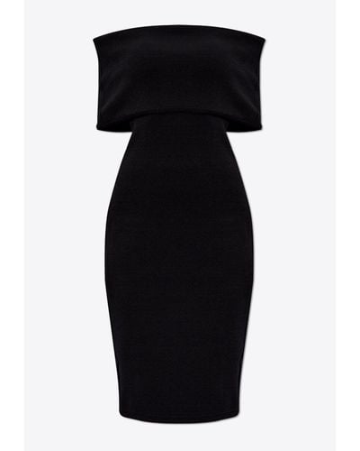 Bottega Veneta Textured Nylon Off-Shoulder Dress - Black