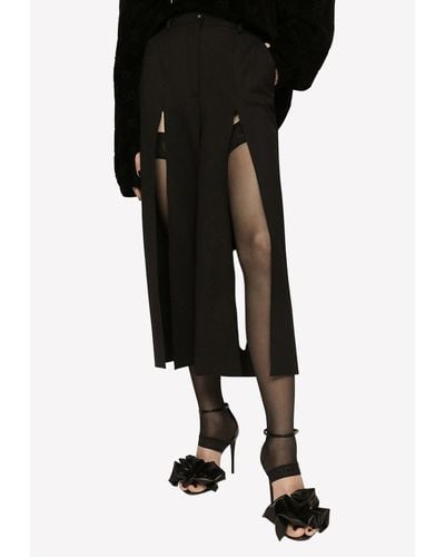 Dolce & Gabbana High-Waist Cropped Pants With Slits - Black