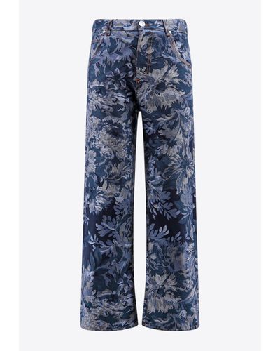 Etro Floral Print Wide-Leg Jeans - Blue