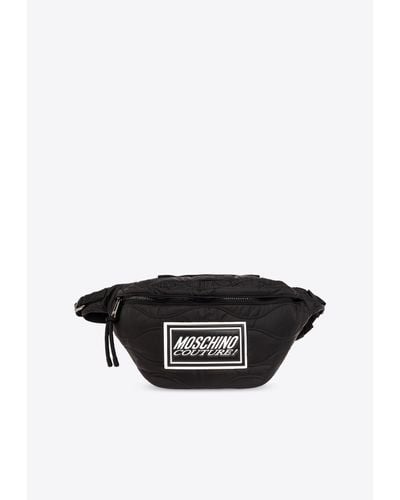 Moschino Italic Logo Patch Belt Bag - Black