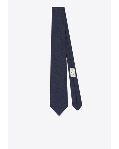Etro Micro-Paisley Silk Jacquard Tie - Blue
