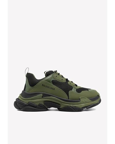 Balenciaga Triple S Sneakers In Mesh And Nylon - Green