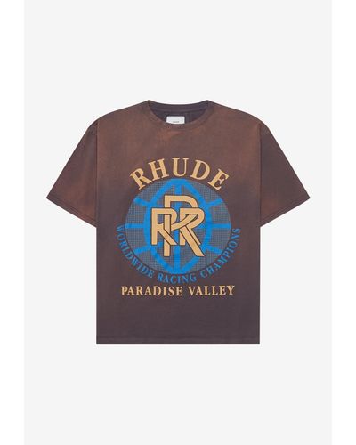 Rhude Paradise Valley Printed Vintage T-Shirt - Blue