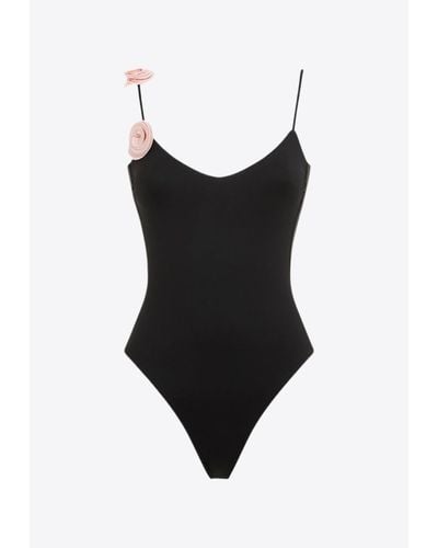 LaRevêche Ashar Floral Appliqué One-Piece Swimsuit - Black