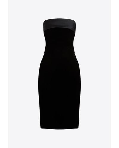 Saint Laurent Strapless Midi Dress - Black