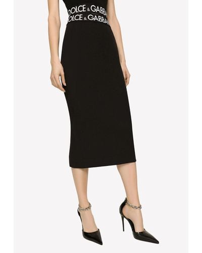 Dolce & Gabbana Logo Midi Skirt - Black