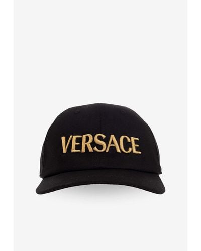 Versace Logo Embroidered Baseball Cap - Black
