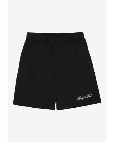 Sporty & Rich Cursive Logo Mini Gym Shorts - Black