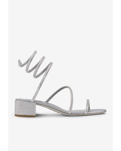 Rene Caovilla Cleo 35 Crystal-Embellished Sandals - Gray