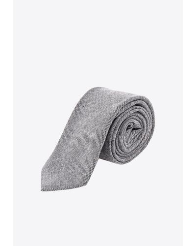 NICKY MILANO Pointed-Tip Wool Tie - Gray