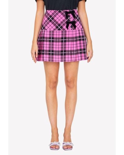 Alessandra Rich Tartan Silk Mini Skirt - Pink