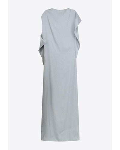 Fendi Draped Fluid Satin Maxi Dress - Gray
