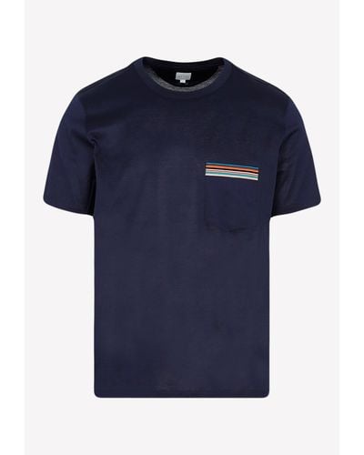 Paul Smith Short-sleeved T-shirt With Signature Stripe - Blue