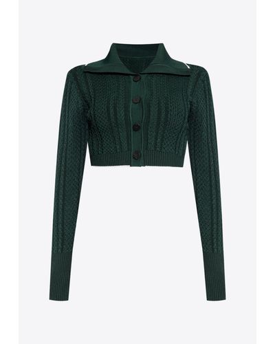 Jacquemus Bela Knitted Cropped Cardigan - Green