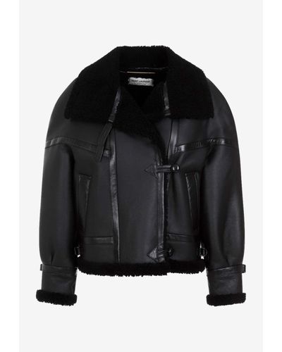 Saint Laurent Lamb Leather Shearling Jacket - Black