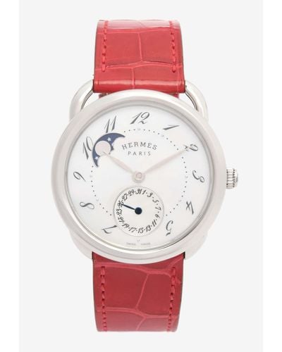 Hermès Large Arceau Petite Lune 38Mm Watch - Red