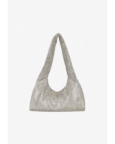 Kara Crystal Mesh Shoulder Bag - White