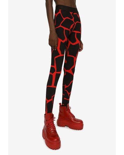Dolce & Gabbana Giraffe-print Jersey leggings - Red