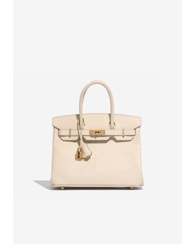 Hermès Birkin 30 Top Handle Bag In Craie Epsom With Gold Hardware - Natural