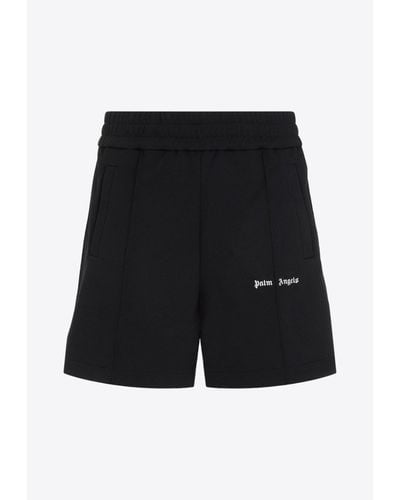 Palm Angels Logo-Embroidered Track Shorts - Black