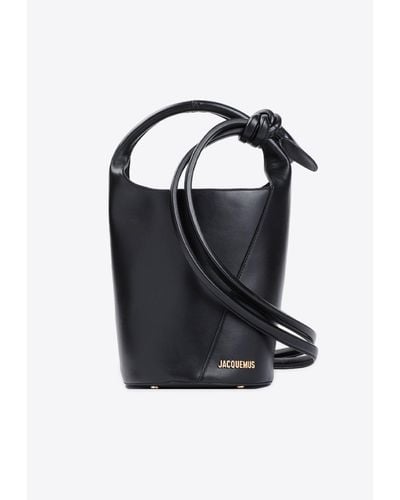 Jacquemus Mini Tourni Knotted Bucket Bag - Black