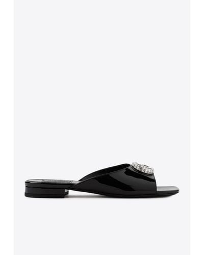 Gucci Double G Patent Leather Flat Sandals - White