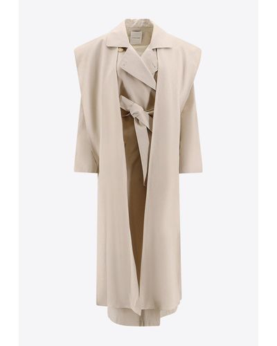 LE17SEPTEMBRE Trench Coat With Belted Waist - Natural