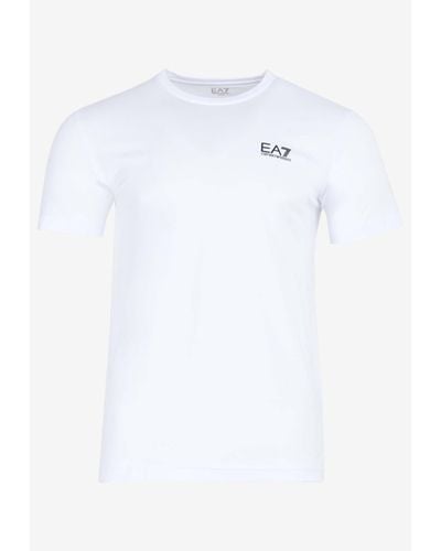 EA7 Logo Print Crewneck T-Shirt - White