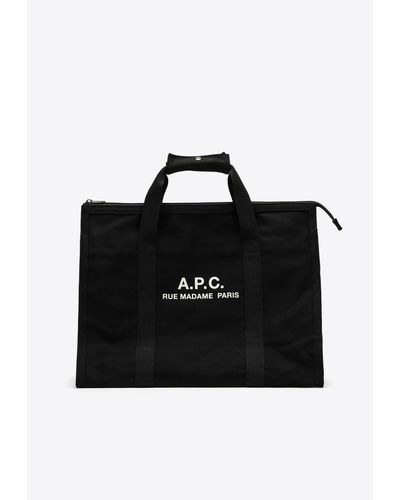 A.P.C. Récupération Logo Print Tote Bag - Black