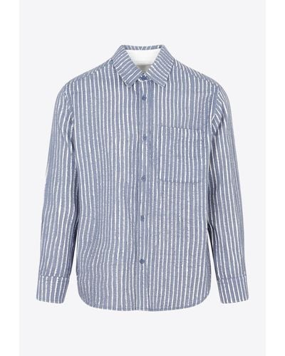 Craig Green Frayed-Stripe Long-Sleeved Shirt - Blue