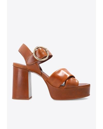 See By Chloé Lyna 70 Platform Leather Sandals - Brown