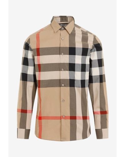 Burberry Vintage Check Long-Sleeved Shirt - Natural