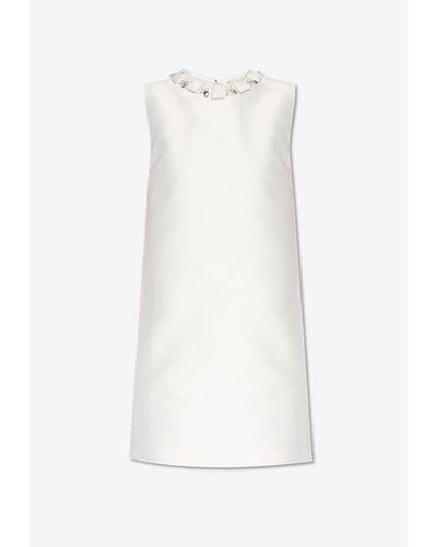 Versace Bead Embellished Mini Dress - White