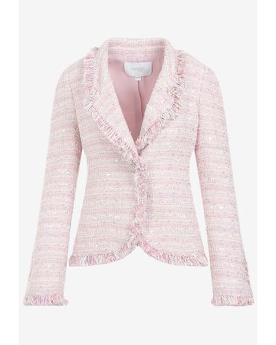 Giambattista Valli Tweed Fringed Jacket - Pink