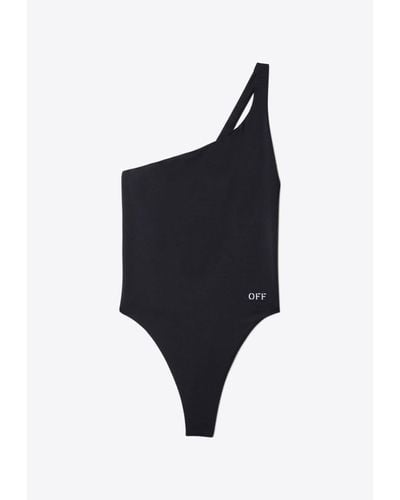 Off-White c/o Virgil Abloh Off Stamp One-Shoulder One-Piece Swimsuit - Black