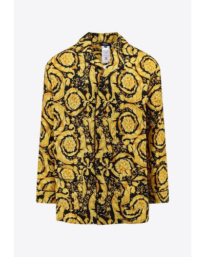 Versace Barocco Silk Pyjama Top - Yellow
