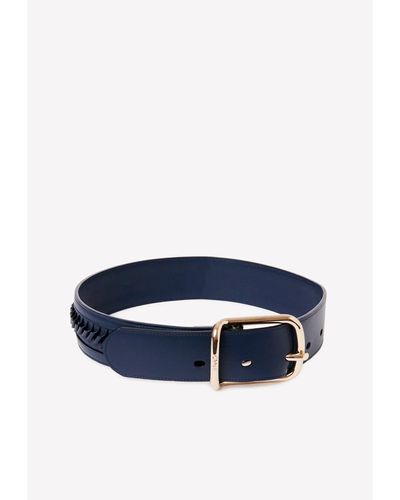Chloé Joe Calf Leather Belt With Twist Cut-Out - Blue