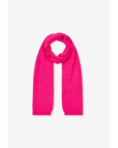 Moschino All-Over Jacquard Logo Knit Scarf - Pink