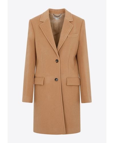 Stella McCartney Wool Structured Coat - Brown