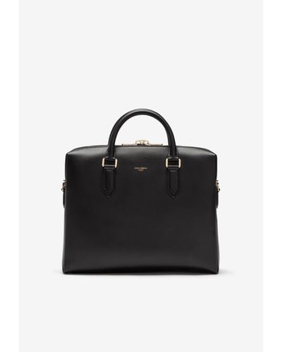 Dolce & Gabbana Logo Leather Briefcase - Black