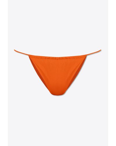 Saint Laurent Drawstring Tanga Bikini Bottom - Orange