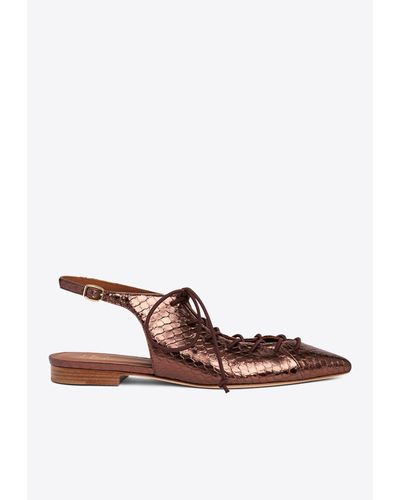 Malone Souliers Alessandra Lace-Up Flats - Brown