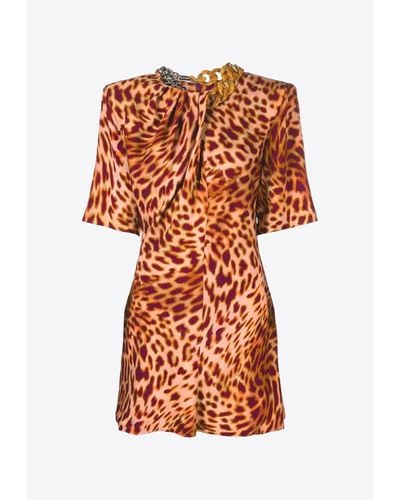 Stella McCartney Leopard-Print Mini Dress - Orange