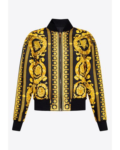 Versace Barocco Print Reversible Bomber Jacket - Yellow