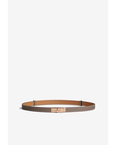Hermès Kelly 18 Epsom Leather Belt With Rose Gold Buckle - White